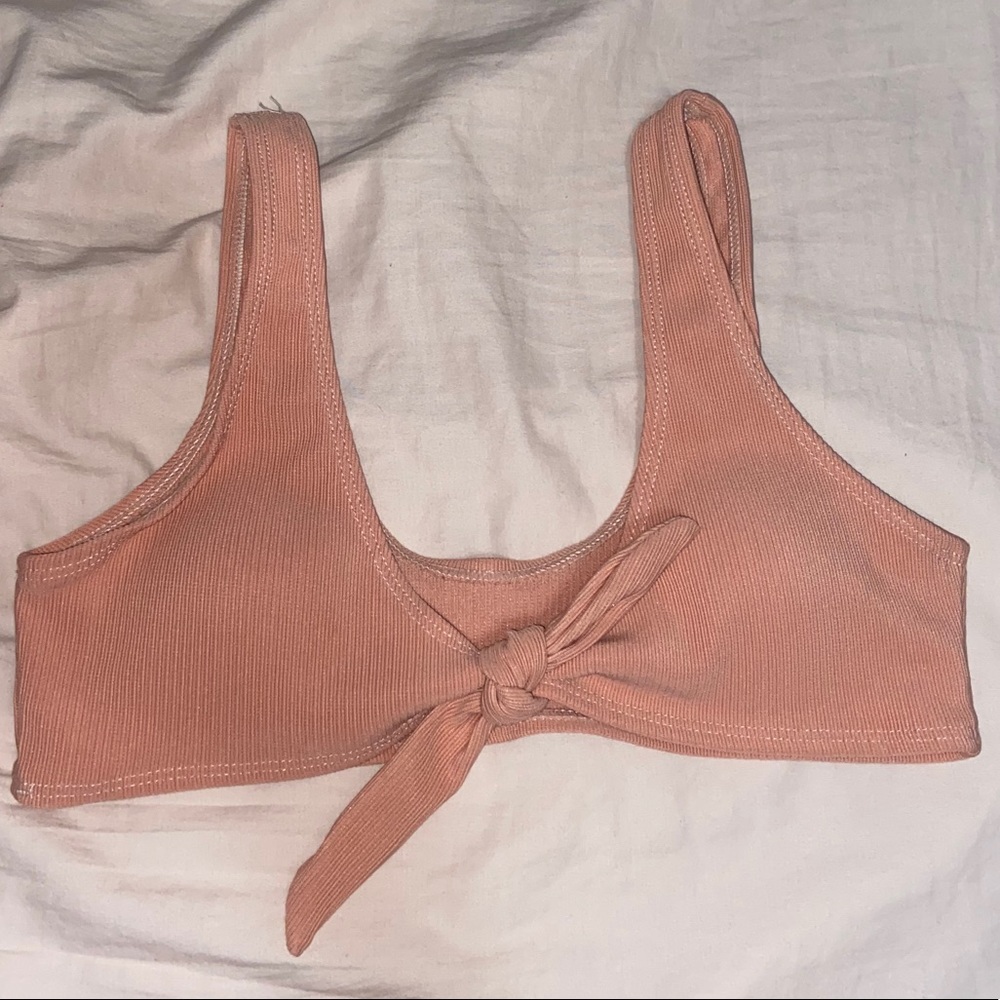 pink tied bikini top